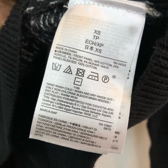 NEW NWT GAP Reverse Jacquard Pullover Sweater Black White Fuzzy Aztec Boho XS - Picture 6 of 7